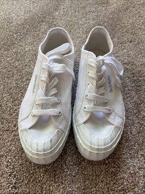 Superga White Canvas Platform Sneakers
